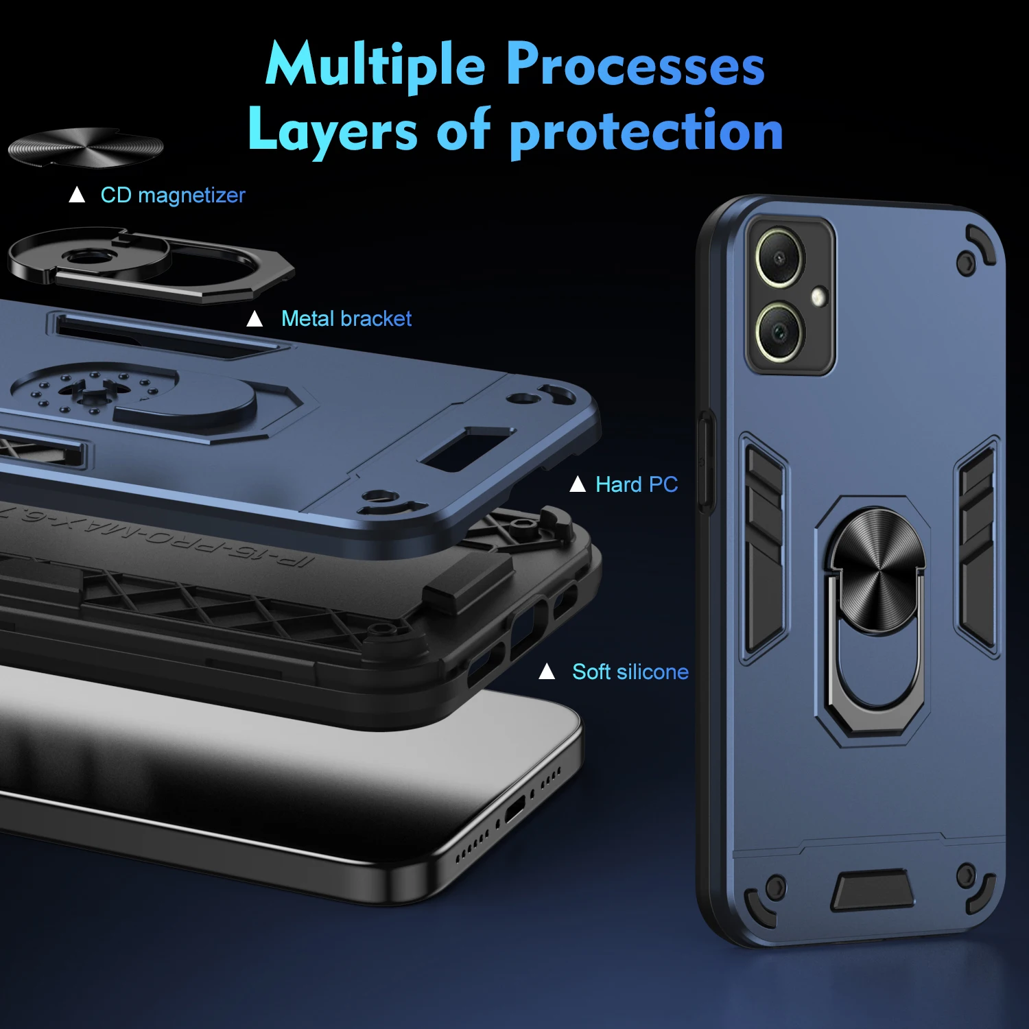 Case for Samsung Galaxy A06 A 06 Car Magnetic Finger Ring Holder Hard Armor Shockproof Phone Cover SamsungGalaxyA06 SM-A065F/DS