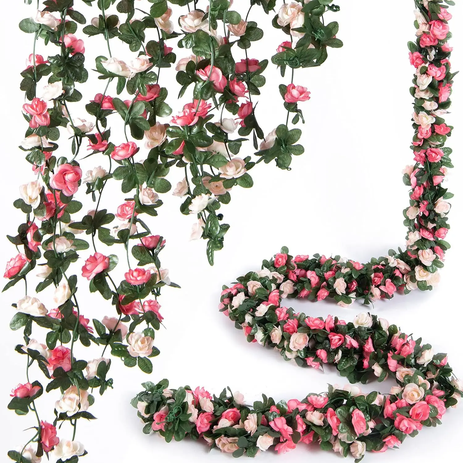 1/2 Pièces Guirlande de roses artificielles 230 CM, fausses fleurs pour la décoration intérieure, jardin, mariage, ornement d'arche extérieure