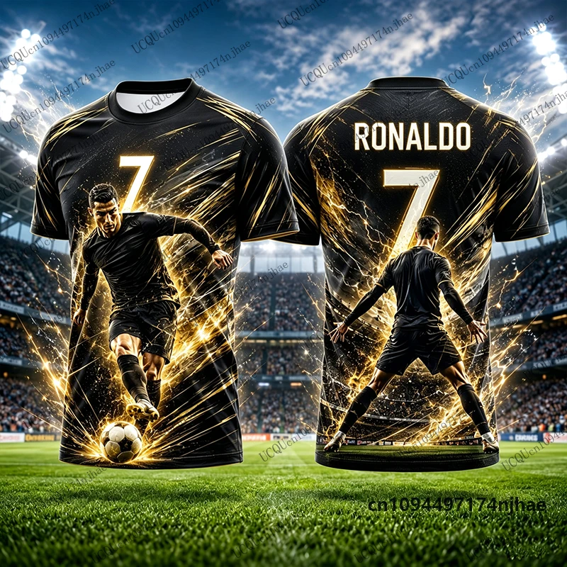 2026 New Special Ronaldo 7 Print Soccer Jersey Parent-Child T-shirt Summer Quick-Drying Sports Tees Casual Kids/Adult Tops