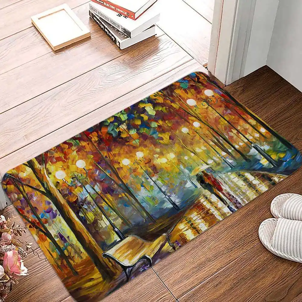 Oil painting printed pattern home kitchen bedroom bathroom door mat entrance anti-skid decorative floor 