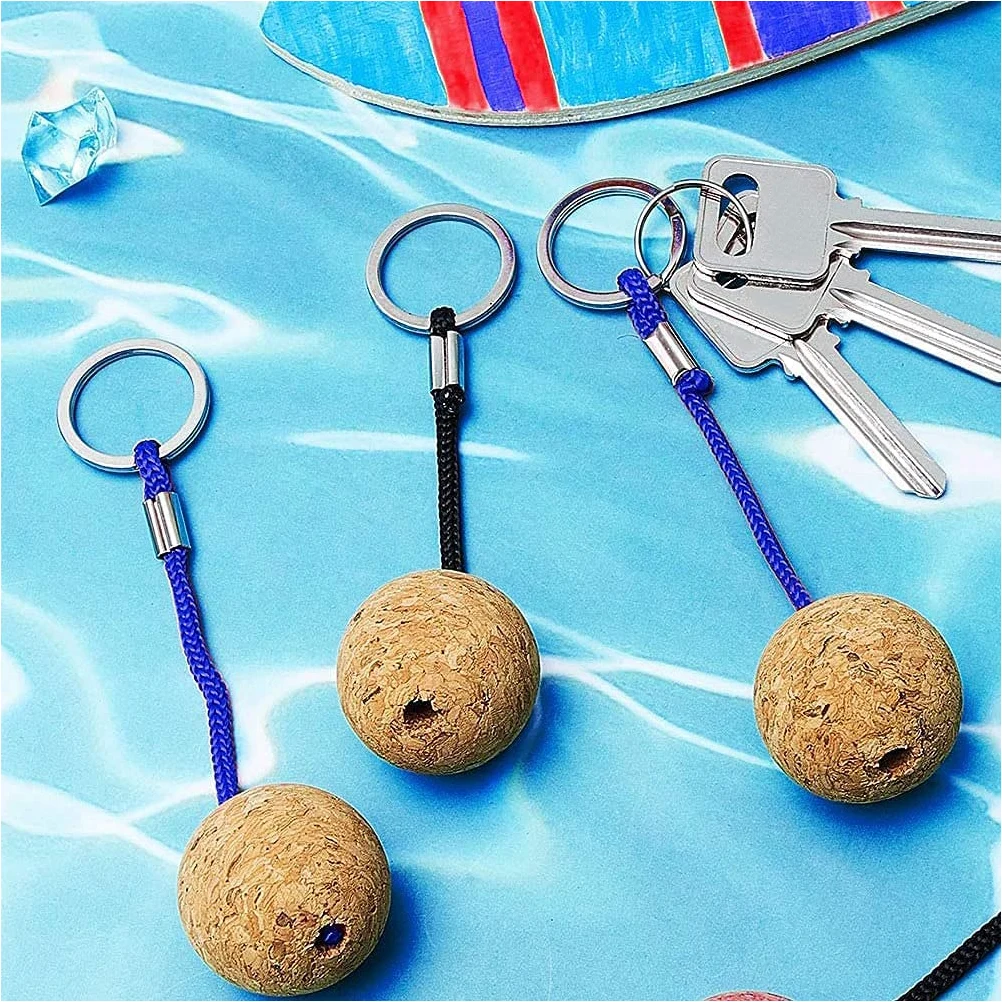 

4pcs Floating Cork Ball Keychain Durable Wooden Accessories for Boating Fishing Kayaking Rafting Swimming Sailing