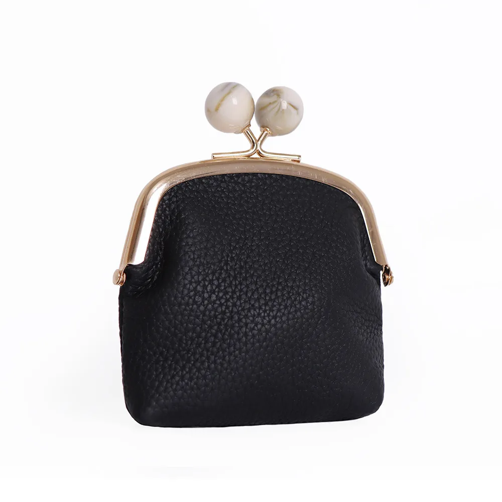 

Women's Leather Mini Wallet Coin Holders Organizer Purse with Kiss Lock Closures Genuine Leather Lipstick Jewelry Storage Pouch