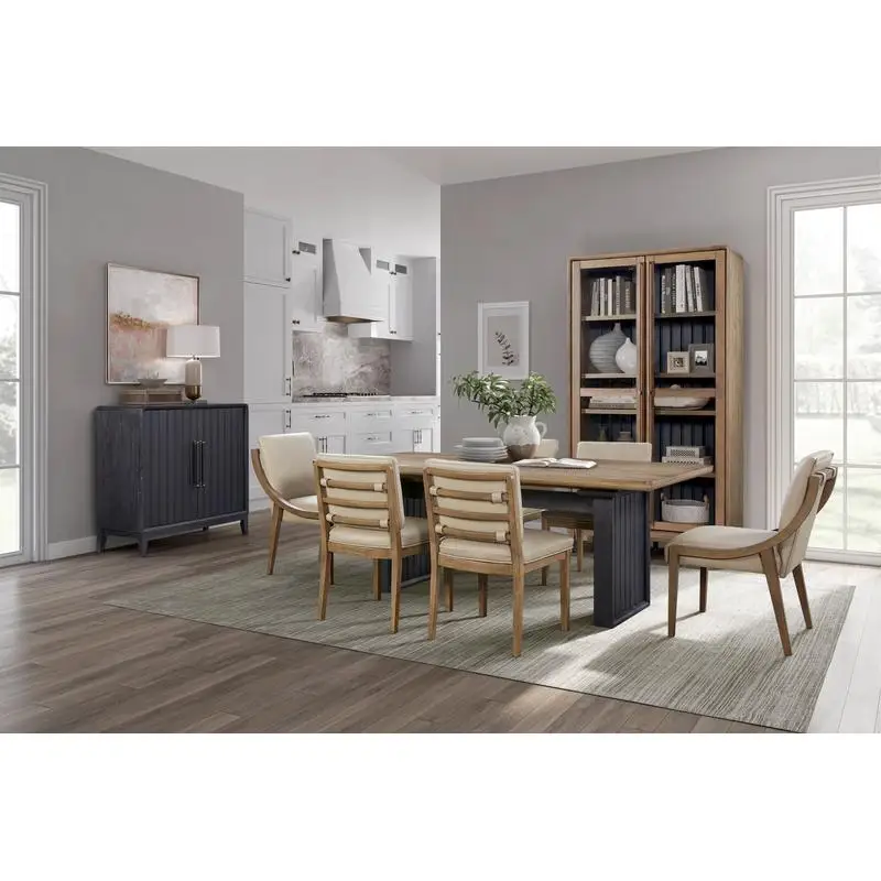 Vetrina Latte Peppercorn per mobili da soggiorno, design moderno con ripiani e ante in vetro,