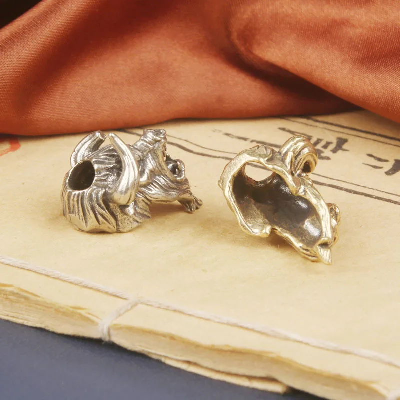 Ox Head Brass Knife Beads Animal Bull EDC DIY Paracord Woven Bracelets Lanyard Pendants Accessories Outdoor Tool Hangings Charms