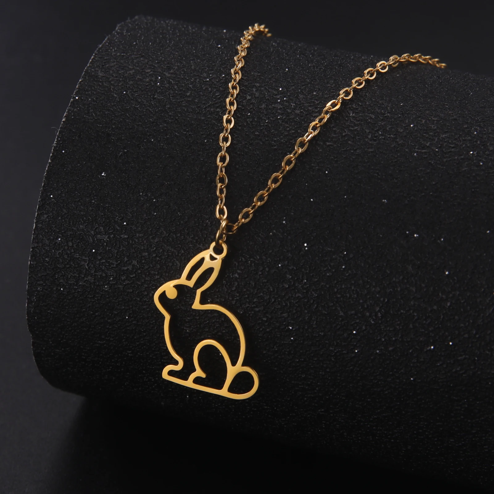 Cute Rabbit Pendant for Women Stainless Steel Jewelry Charms Collars Animal Necklace Accessories Easter Valentine's Day Gifts