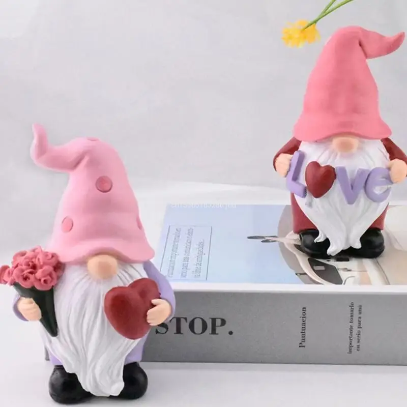 วาเลนไทน์แม่พิมพ์เรซิน,เทียนทำแม่พิมพ์ Gnome แม่พิมพ์ซิลิโคนสำหรับตกแต่งบ้าน Dropship