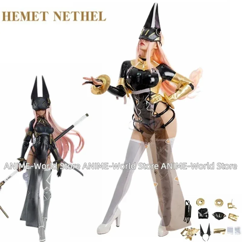 

Аниме HEMET NETHEL Косплей Темный костюм Анубиса Облегающая черная кожаная униформа Анубиса на Хэллоуин