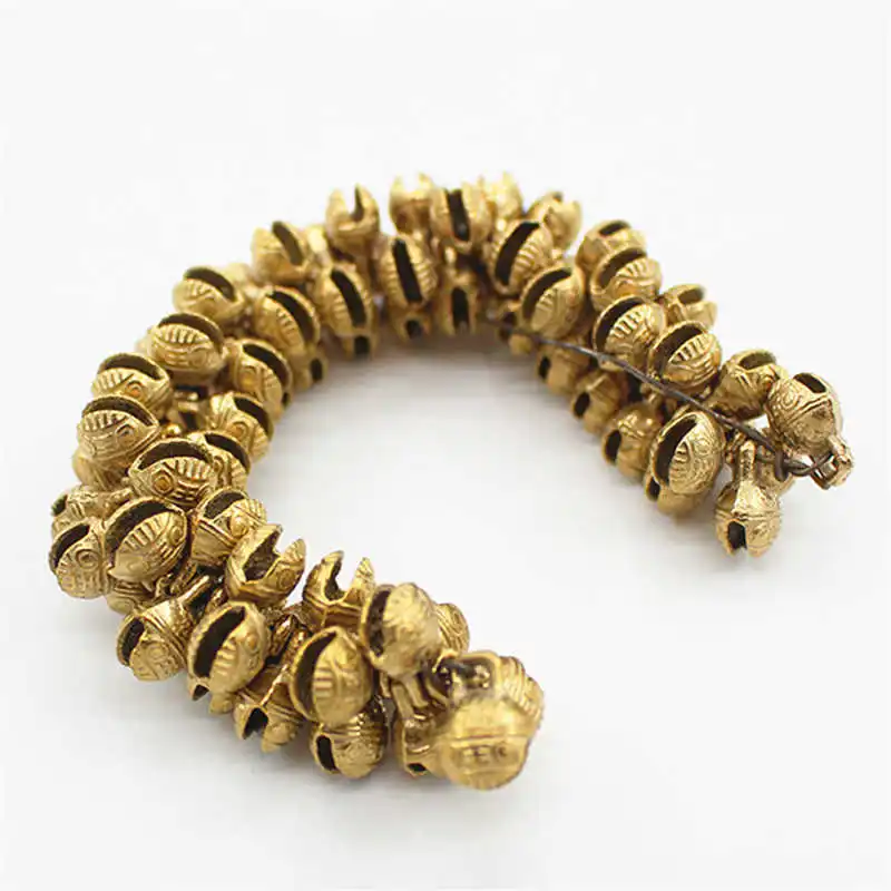 100PCS Golden Brass Bells 10mm Tiger Head Symbols Chinese Characters-SUI SUI PING AN Windbells Pet Hang Bells NBB319