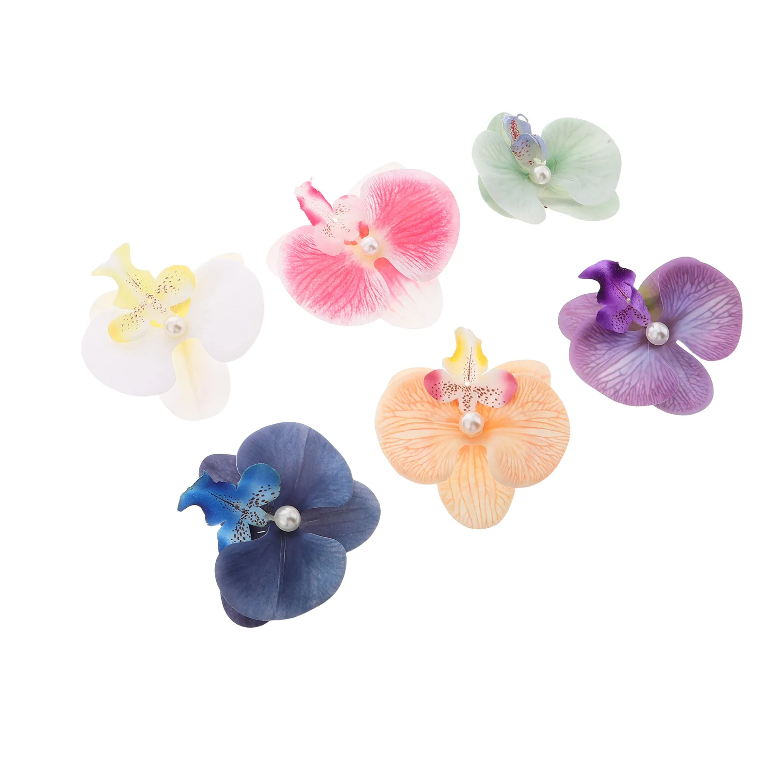 

6Pcs Hawaiian Orchid Hair Clips Butterfly Phalaenopsis Hairpins Pearl Tropical Multicolor Flower Hair Accessories Beach Vacation