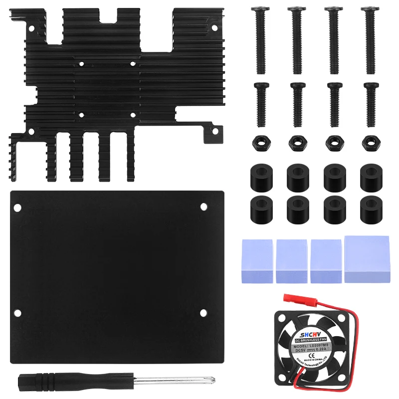 Orange Pi 5 Plus Aluminum Case Active Passive Metal Cooling Enclouse with Cooling Fan Heatsinks Metal Shell for Orange Pi 5 Plus