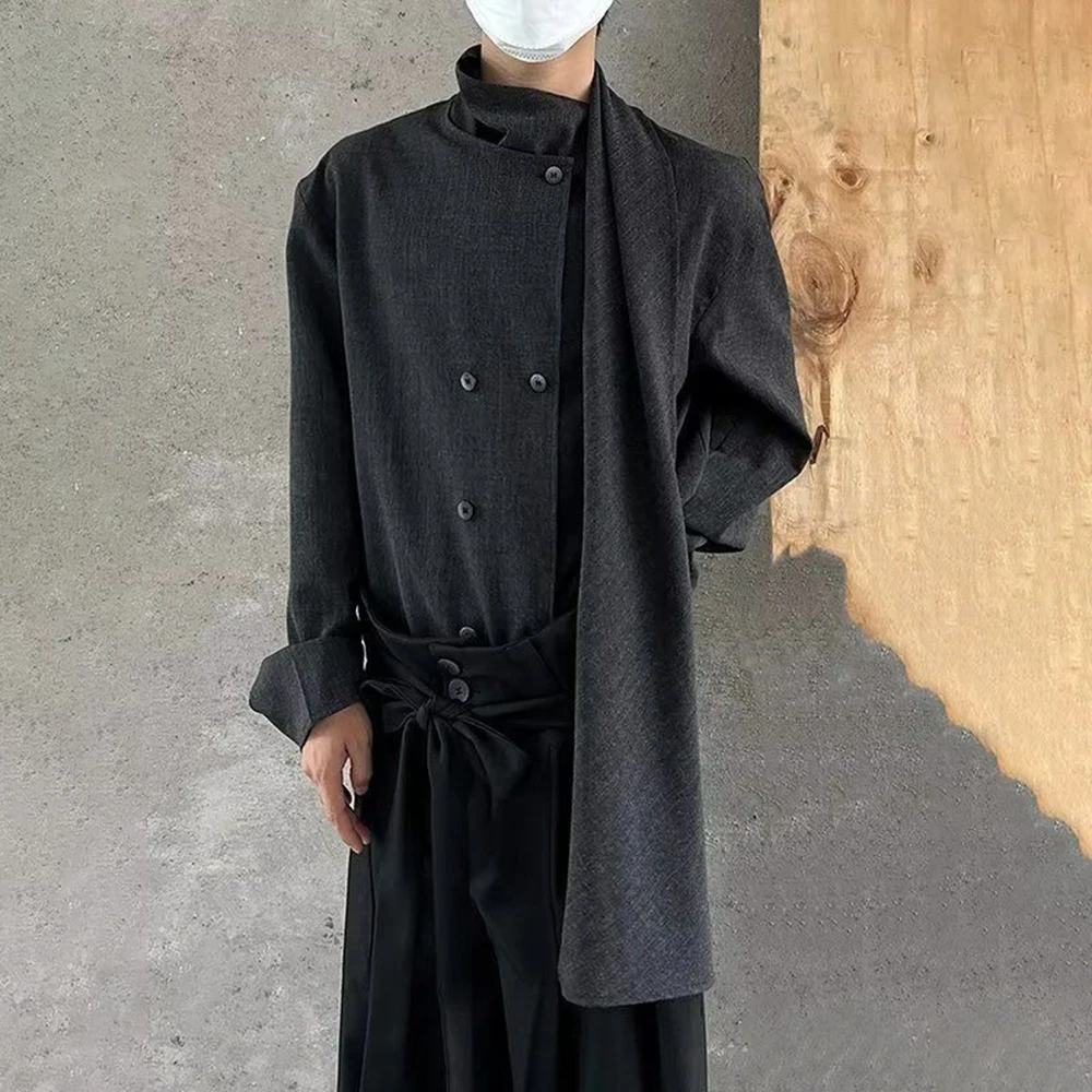 

2026 Spring New Men's Asymmetrical Long-Sleeve Shirt Chinese Retro Fashion Trendy High Street Casual Loose Niche Men's Top