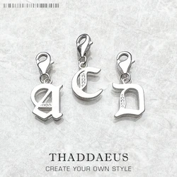 Real 925 Sterling Silver Lucky Letters ABC Word Pendant Charm Fashion Jewelry Gift For Women Men