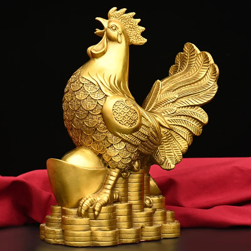 

Golden ornament the entrance, symbolizing prosperity and wealth, a large rooster for home, office, company opening,