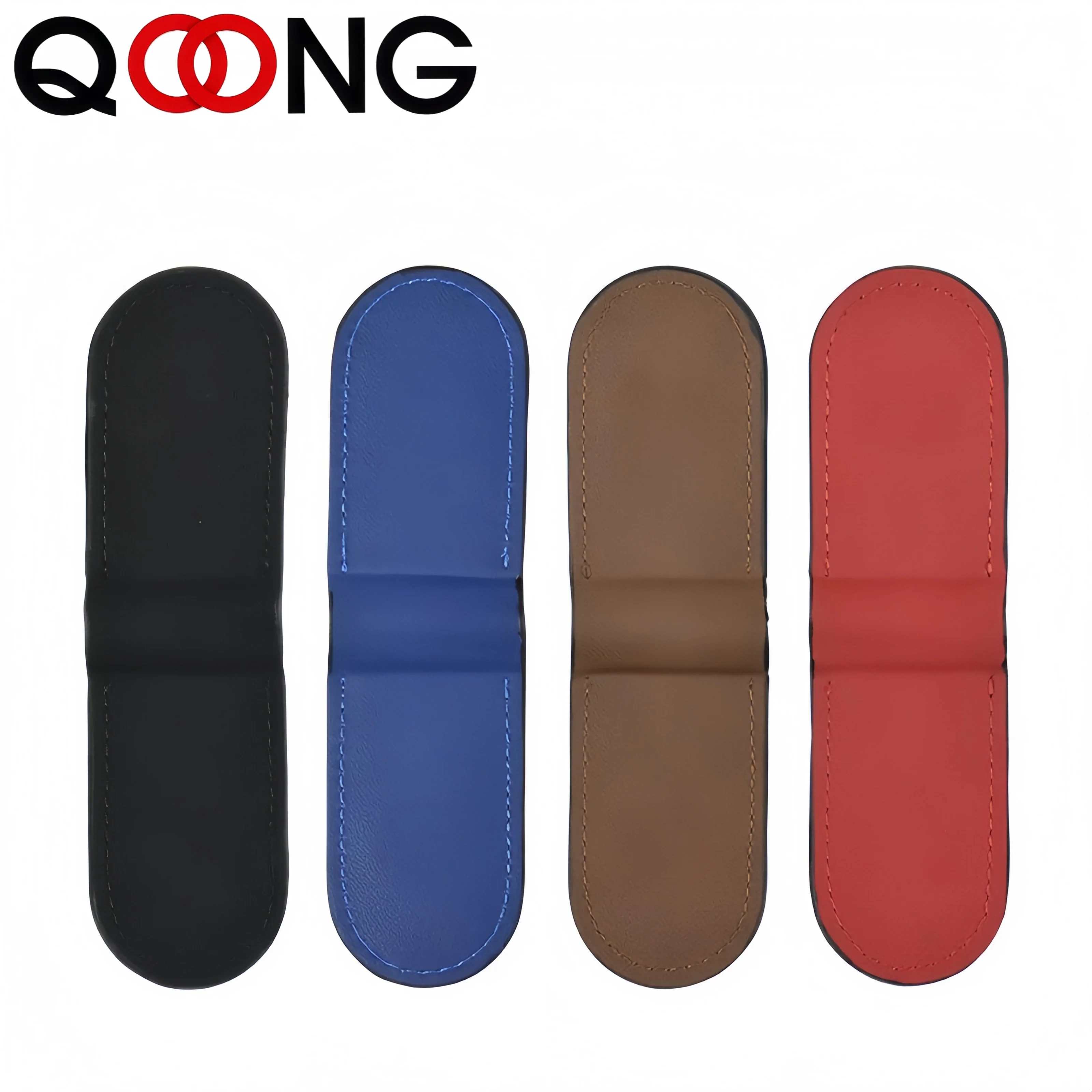 QOONG Strong Magnetic Leather Money Clip for Men & Women Slim Mini Wallet Holder for Credit & ID Cards Available in Four Color