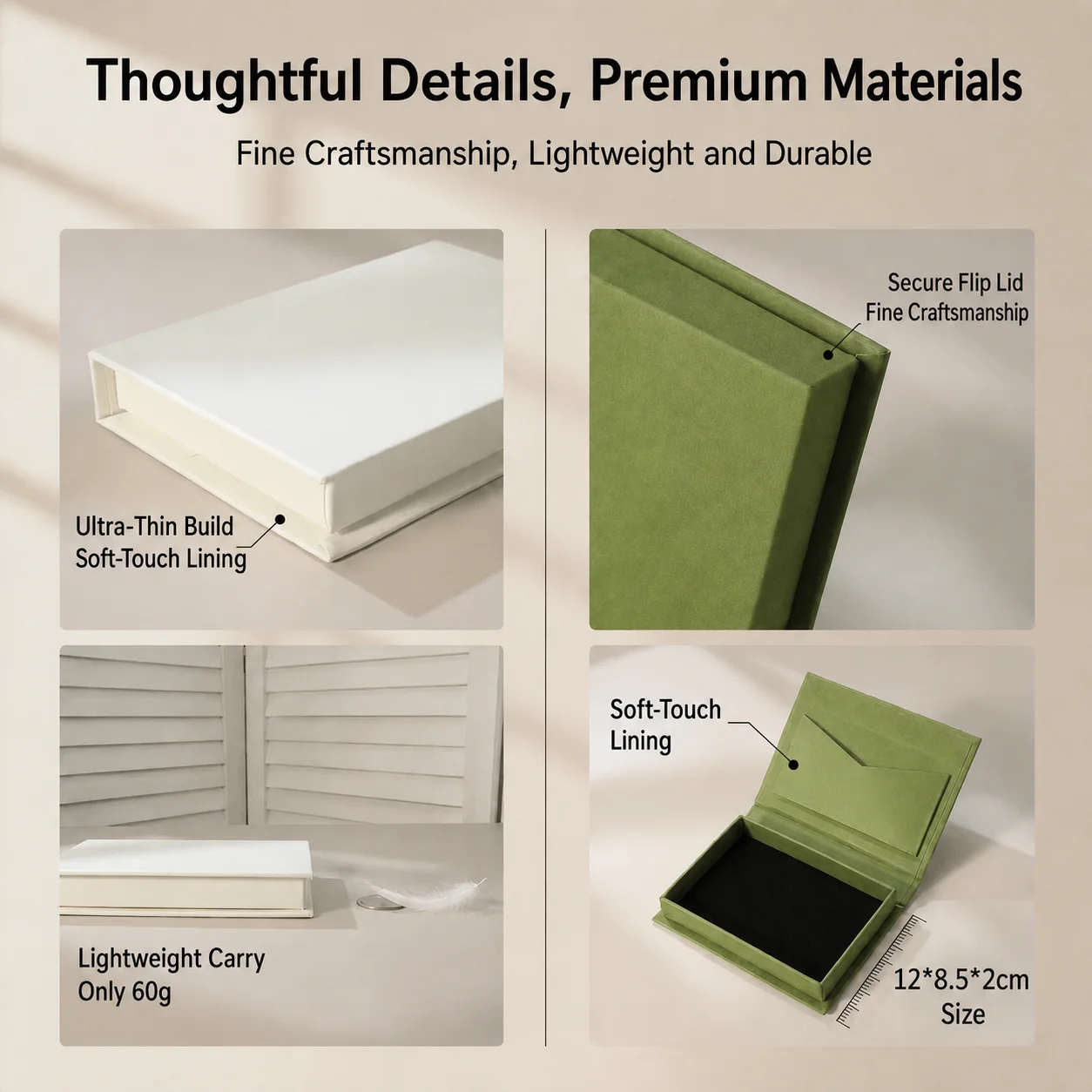 Minimalist Jewelry Storage Ultra-Slim Jewelry Gift Box Thick Cardboard Box Colorful Flip Top Box For Travel Storage Gift Jewelry