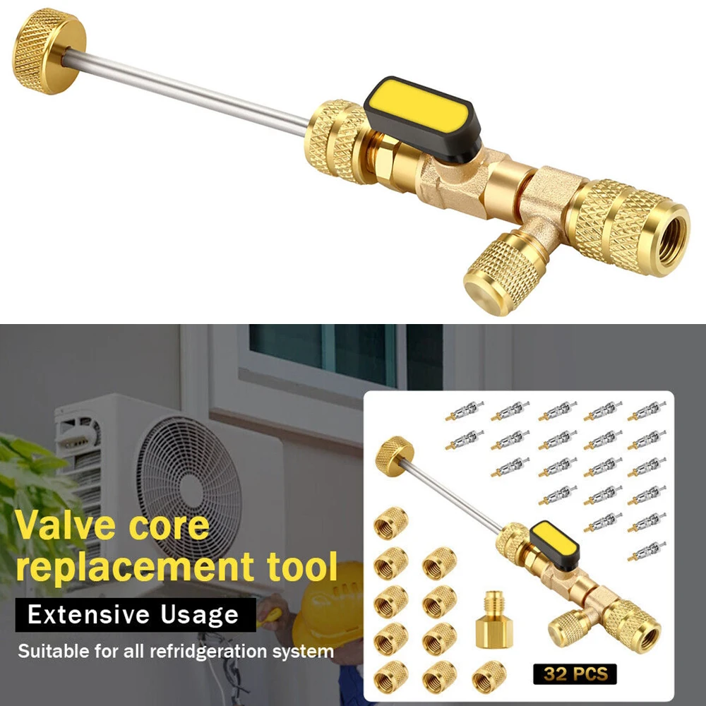 

Valve Core Remover Installer Tool Valve Core Disassembly And Installation Tool Kit With 1/4 "And 5/16" Dual Size Ports