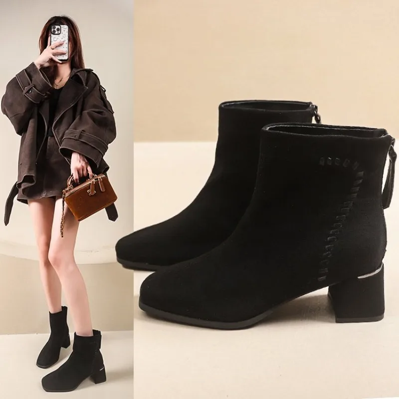 

New Women's Boots Autumn Luxury Elegant Casual Short Shoes Women's Low Heel Comfortable Short Shoes for Women Plus Size 41 42 43