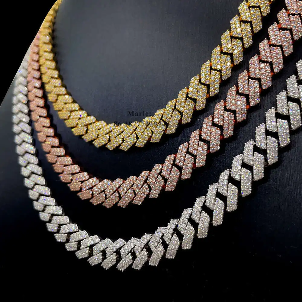 

Hip Hop Jewelry 8mm 10mm Wide Luxury Necklace for Women Hip Hop Women Necklace Moissanite Cuban Chain Iced Out Jewelry Cuban Lin