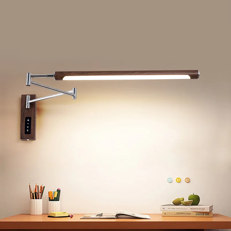 French Medieval Retro Plug-in Wall Lamp Rocker Arm Wall Lamp Bedroom Bedside Lamp Desk Learning Reading Lamp