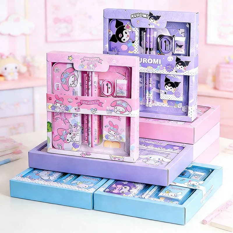 Set de Papelería Kuromi Learning, Melody Cinnamoroll Deluxe, Lápiz, Borrador, Regla, Estuche, Regalos para el Regreso a Clases