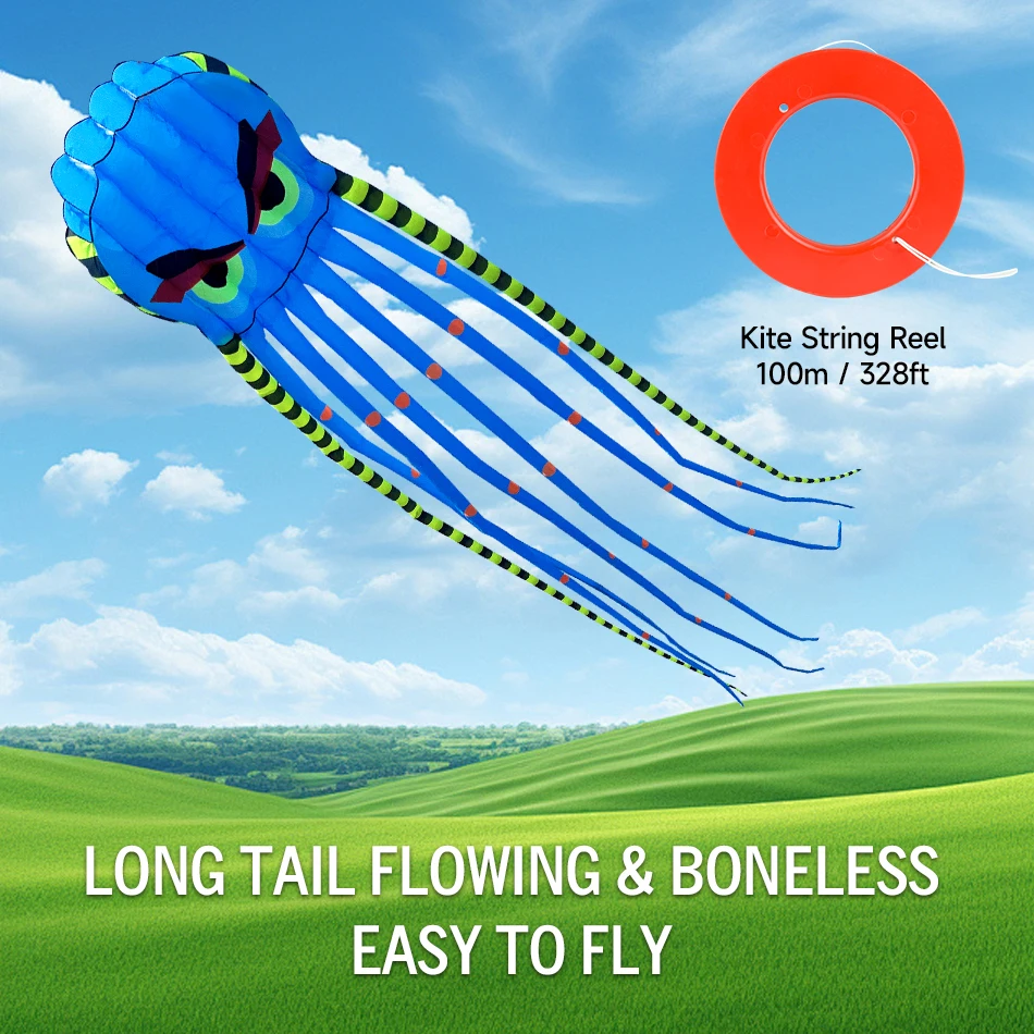 

Giant 26ft 3D Octopus Kite for Adults - Easy Fly & Durable Nylon, Comes with Scroll for Beach, Park & Family Fun Activities