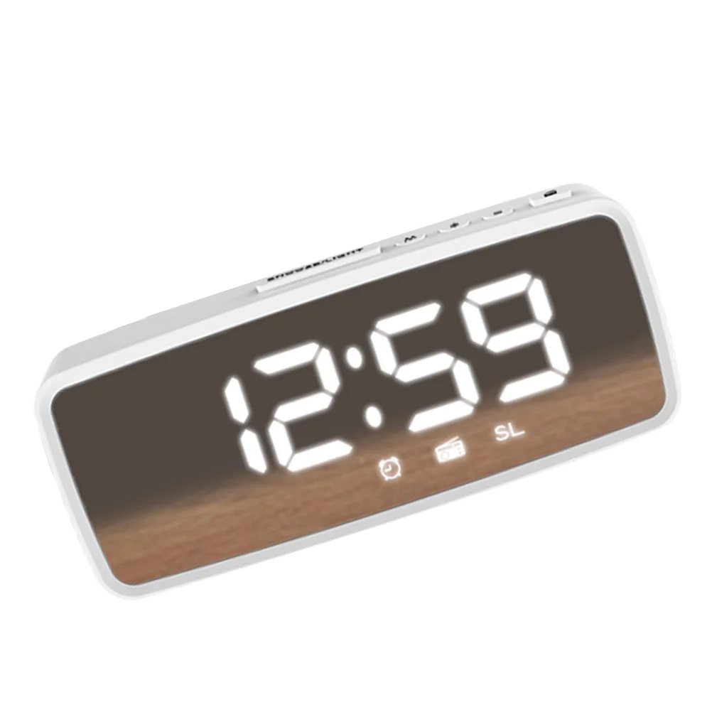 

1 set Radio Mirror Led Digital Alarm Clock For Bedroom Silent Desktop Timepiece Decorative Electronic Clock Moisture-Proof