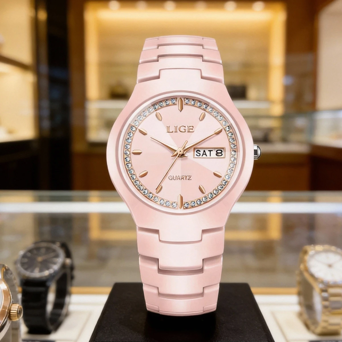 

Роскошные женские часы LIGE, водонепроницаемые, из нержавеющей стали, светящиеся, с датой, модные, простые, повседневные, женские кварцевые часы