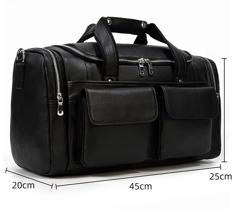 Soft Cowhide Leather Handbag Travel Duffle Overnight Tote Large Capacity Luggage Bag For Men Women Travel Shoulder Bag