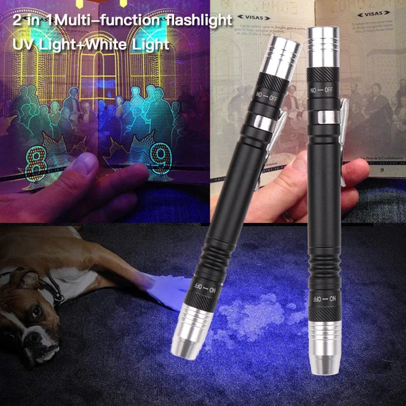 2 in 1 Professional Medical Pen Light UV  Flashlight First Aid Mini Torch Handy Work Wahite Light for Doctor Nurse Diagnosis