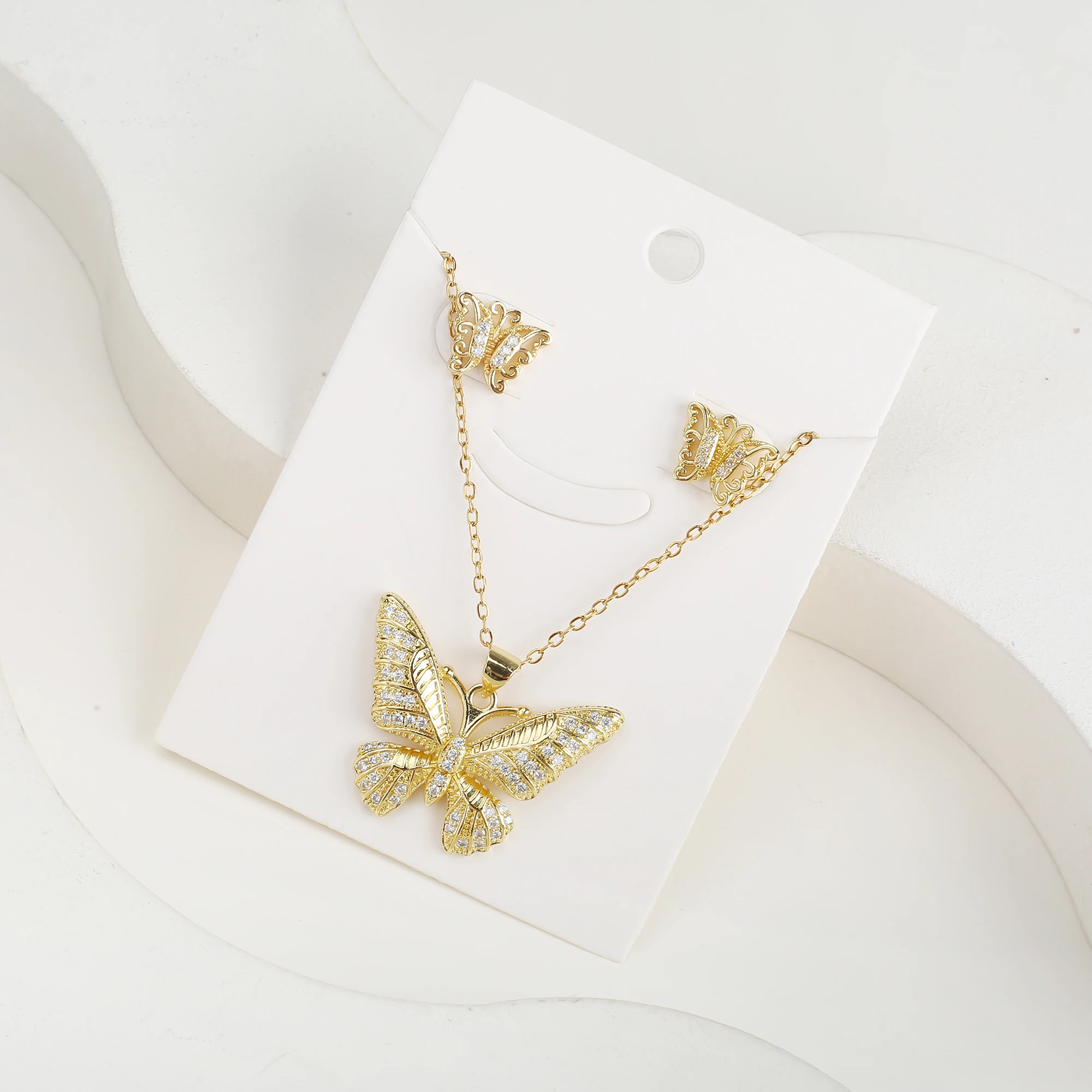 6 Styles New Fashion Zirconia Butterfly Insect Jewelry Set Necklace Earrings Temperament Women Girls Party Jewelry Birthday Gift