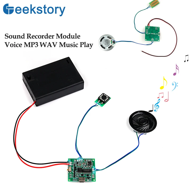 

Recordable Sound Module 8M MP3 Music Voice Player Programmable Board with Speaker Button Control For DIY Music Box Greeting Card