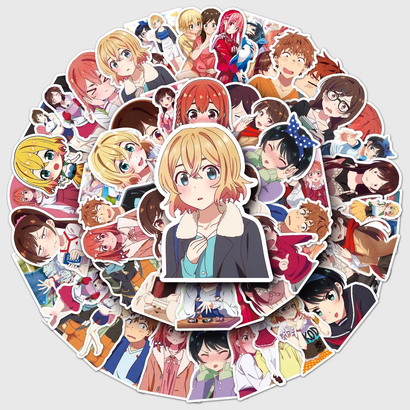 50pcs Anime Rent-a-Girlfriend Graffiti Personalized Japanese Creative DIY Waterproof Stickers for Phone, Skateboard & Luggage