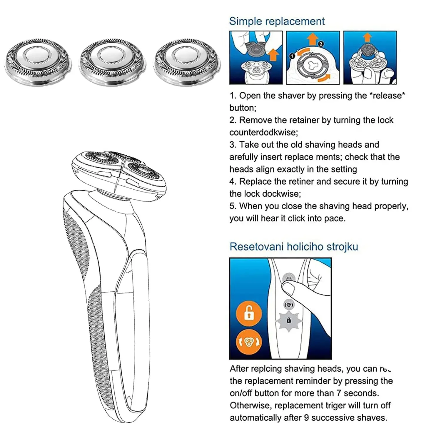 x7x1 Replacement Heads blade Fit for  Shaver