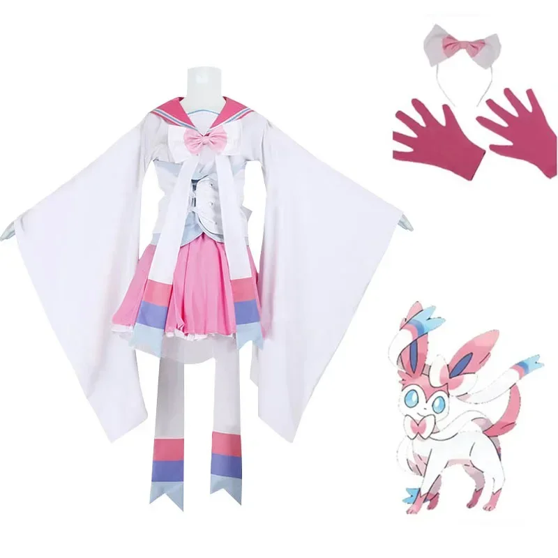 Anime Sylveon Cosplay Guanti per abiti Accessori per capelli Costume da festa MN3