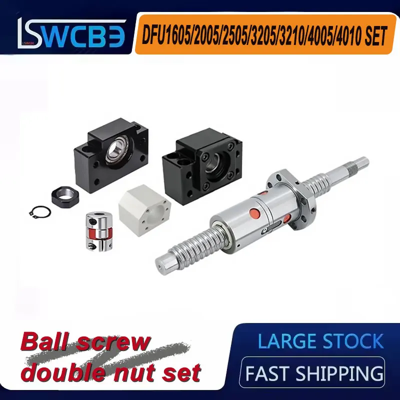 High Precision Ball Screw Double Nut DFU1605 DFU2005 DFU2505 DFU3205 DFU3210 DFU4005 DFU4010 Both End Machined+BKBF+DSG+Coupling