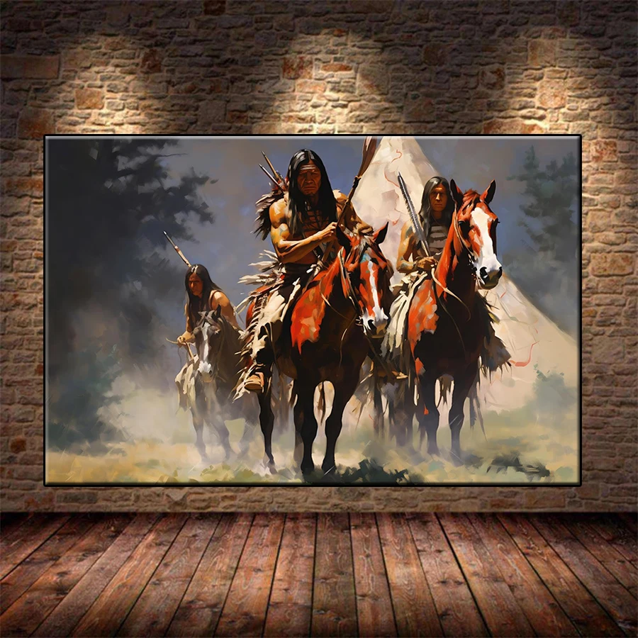 Full Diamond Painting Native American people ride horses Kit New Mosaic Picture Diamond Embroidery Home Decor