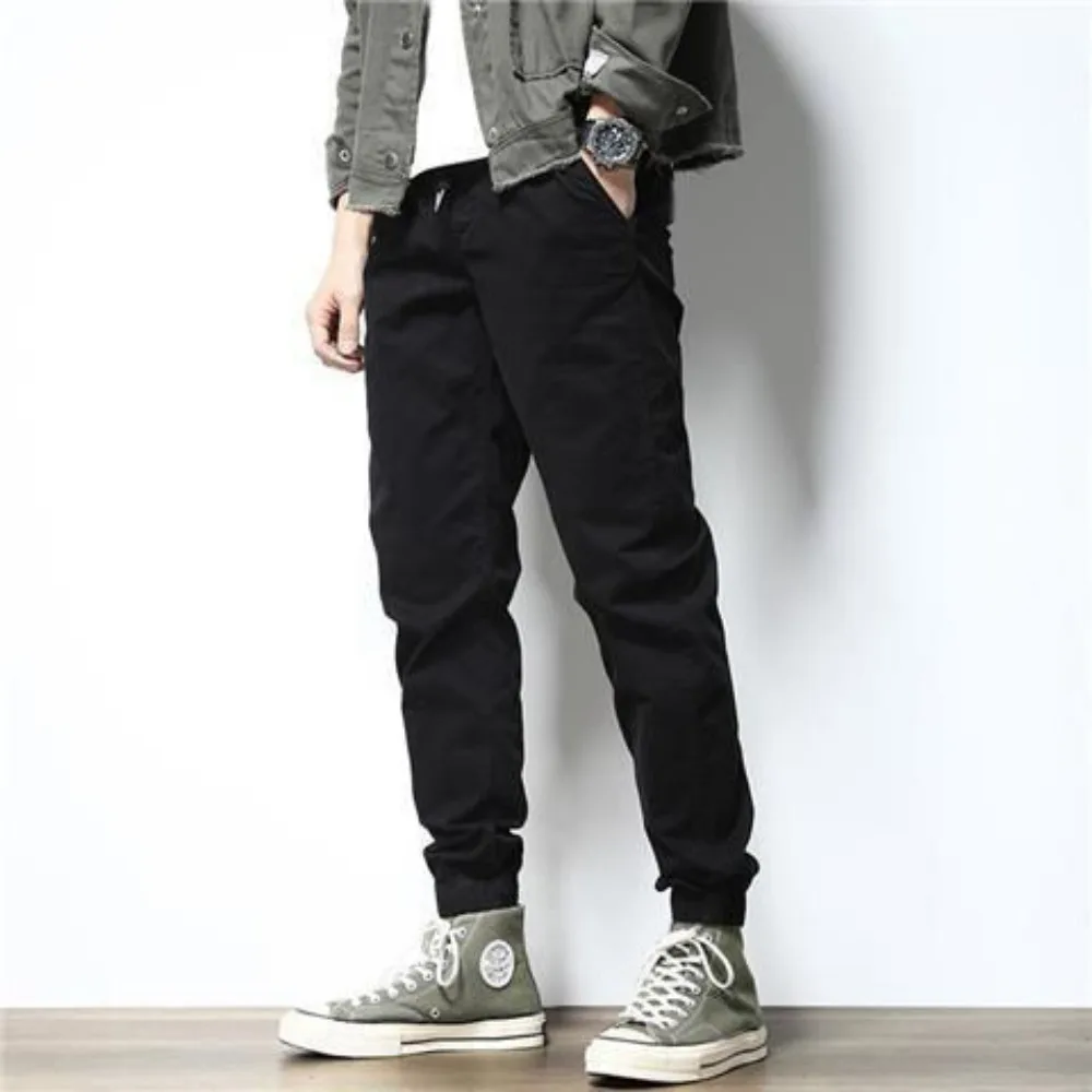 Pure Cotton Casual Pants Men's,Elastic Waist Invisible Open Crotch Outdoor Sex,Slim Trend Trousers,Exotic 9 Point Pant Simple
