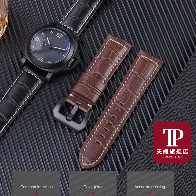 

22mm 24mm 26mm Quality Genuine Leather Watch Strap For Panerai Watch Band Fashion black brown men's Watch Accessories Watchband