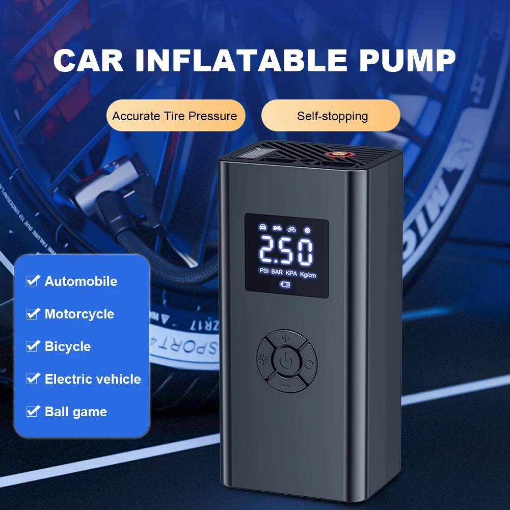 Digital Bicycle Pump with LED Light Car Air Compressor LCD Display Digital Tire Pressure Gauge 150PSI Wireless Car Tyre Inflator