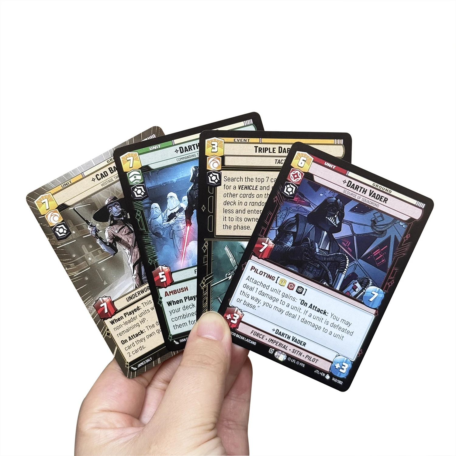 مجموعة كاملة من بطاقات SW غير محدودة مكونة من 36 بطاقة TCG TWI/JTL/SOR/JTLP/SHD بطاقات تجارية Proxy Darth Vader/Luke Skywaler/Cad Bane/Board Game Cards