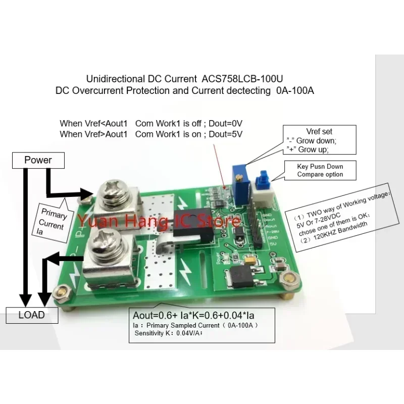 Unidirectional ACS758LCB-100U ACS758LCB-100 ACS758LCB ACS758 DC module  over current protection function Rang:-50a-50a