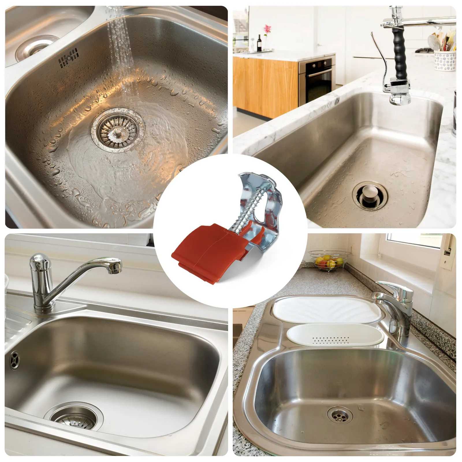 5Pcs Kitchen Sink Installation Clips Sturdy Adjustable Sink Fixing Clamps with Screw Structure for Kitchen Shower Laundry