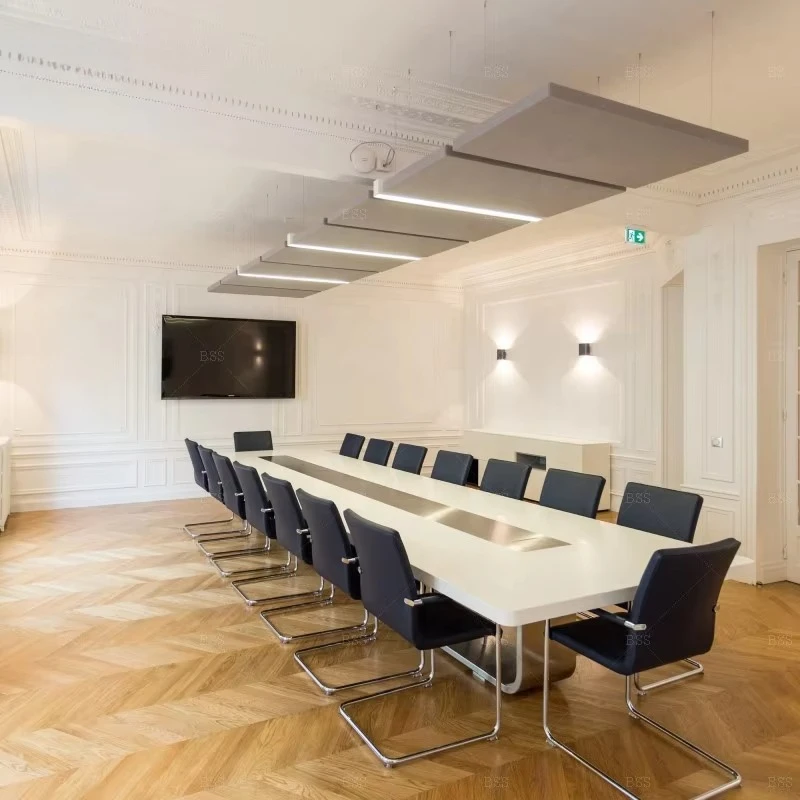 إيطاليا تصميم رائجة البيع مستطيل كبير الحجم 16ft طويل 18 مقاعد الرخام الاصطناعي مكتب طاولة المؤتمرات الحديثة