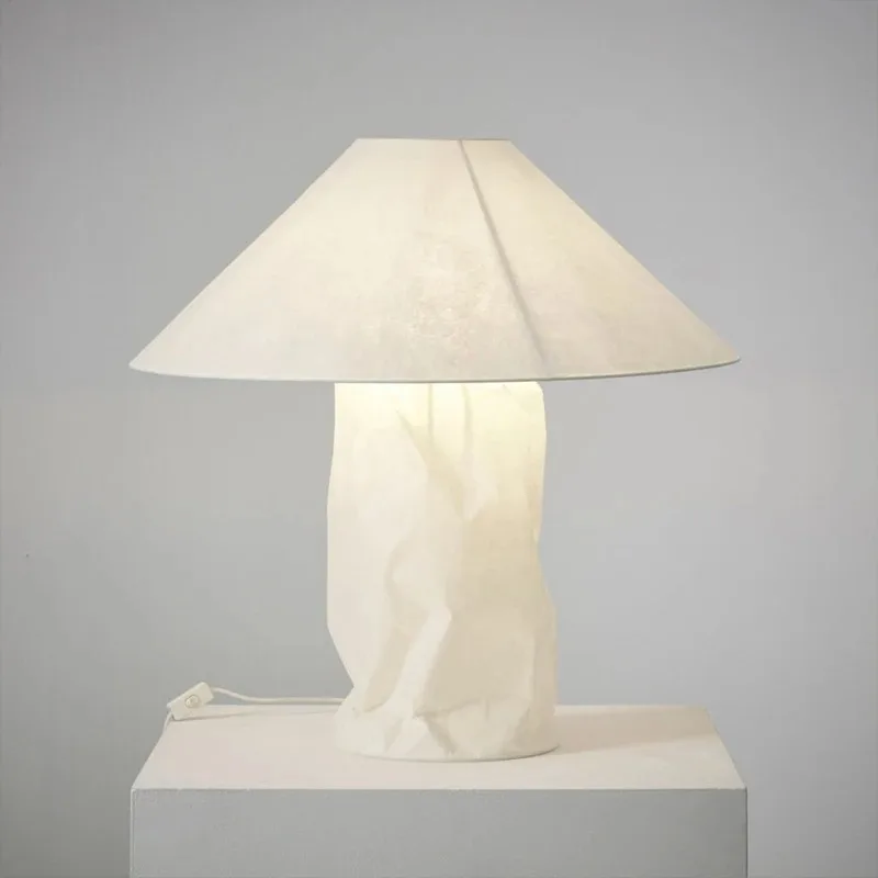 Lampampe Paper Table Lamp Wabi Sabi White Mushroom Light Hotel Bedroom Beside Office Lamp Creative Ambient Art Standing Lamp