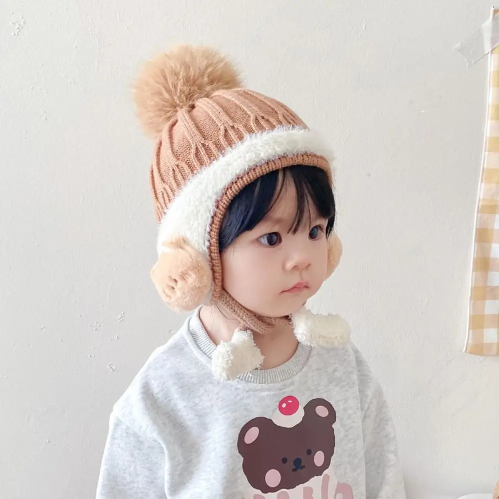 Fashion Cute Cartoon Knitted Hat Warm Windproof Ear Protection Cap Cold Proof Outdoor Pullover Hat for Children