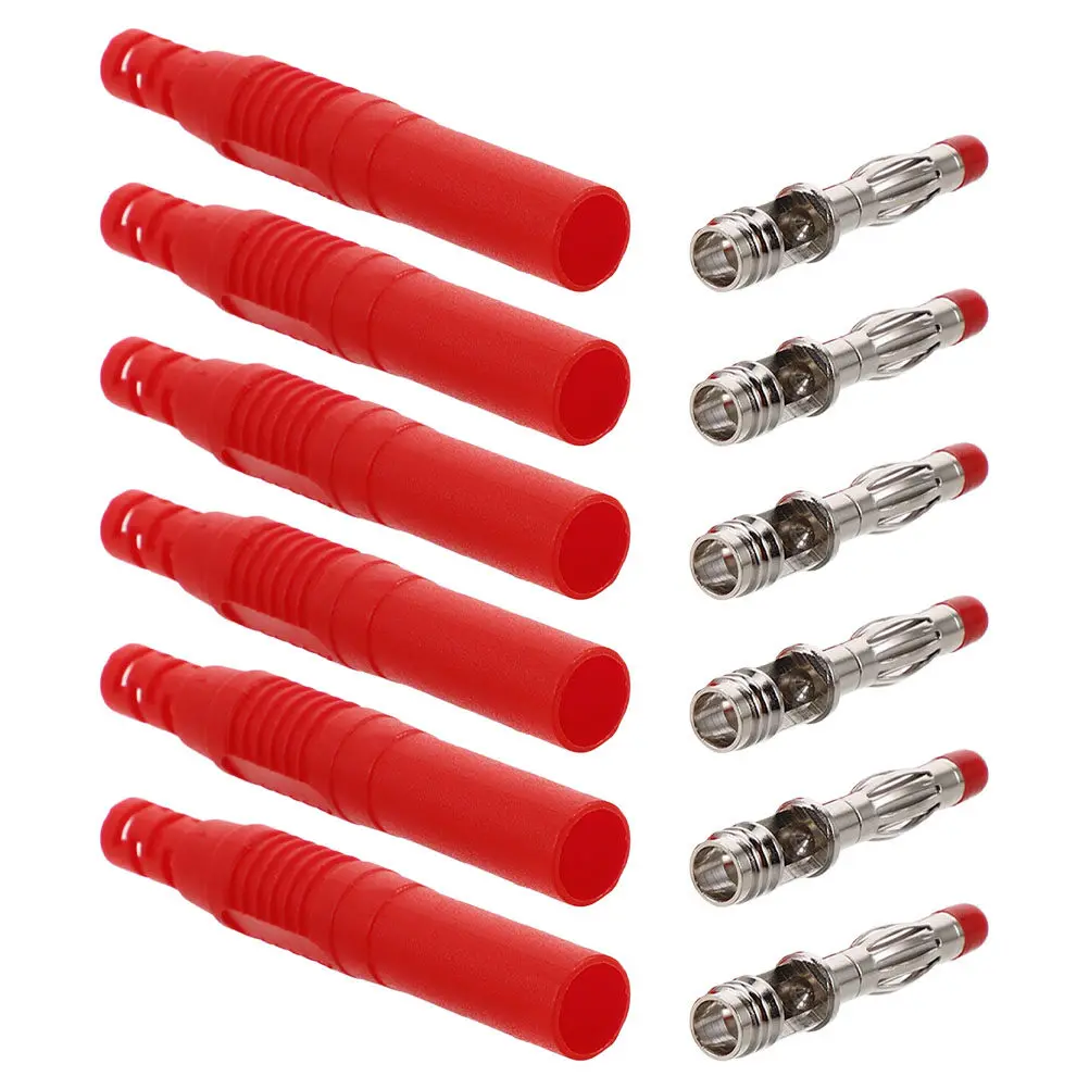 6Pcs Pure Copper Banana Plugs 4Mm Solderable Shrouded Safety Connectors Speaker Wire Audio Cable Accessories Speaker Plugs
