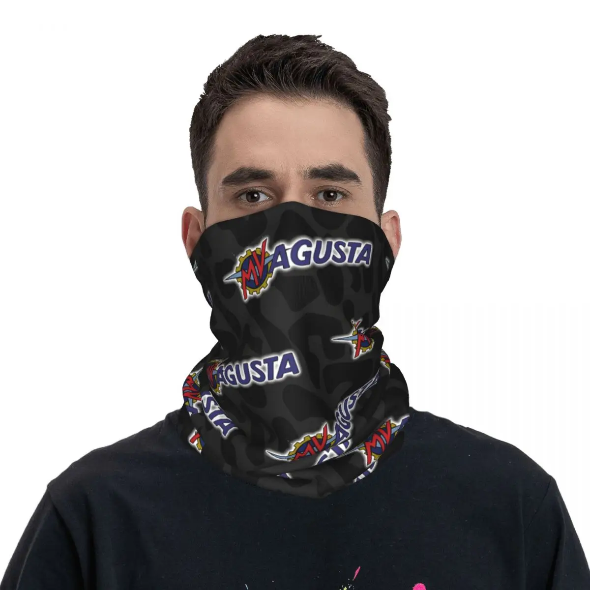 MV Agusta Nameplate Bandana Neck Gaiter Motorcycle Club Agusta Face Mask Cycling Face Mask Hiking Unisex Adult Washable