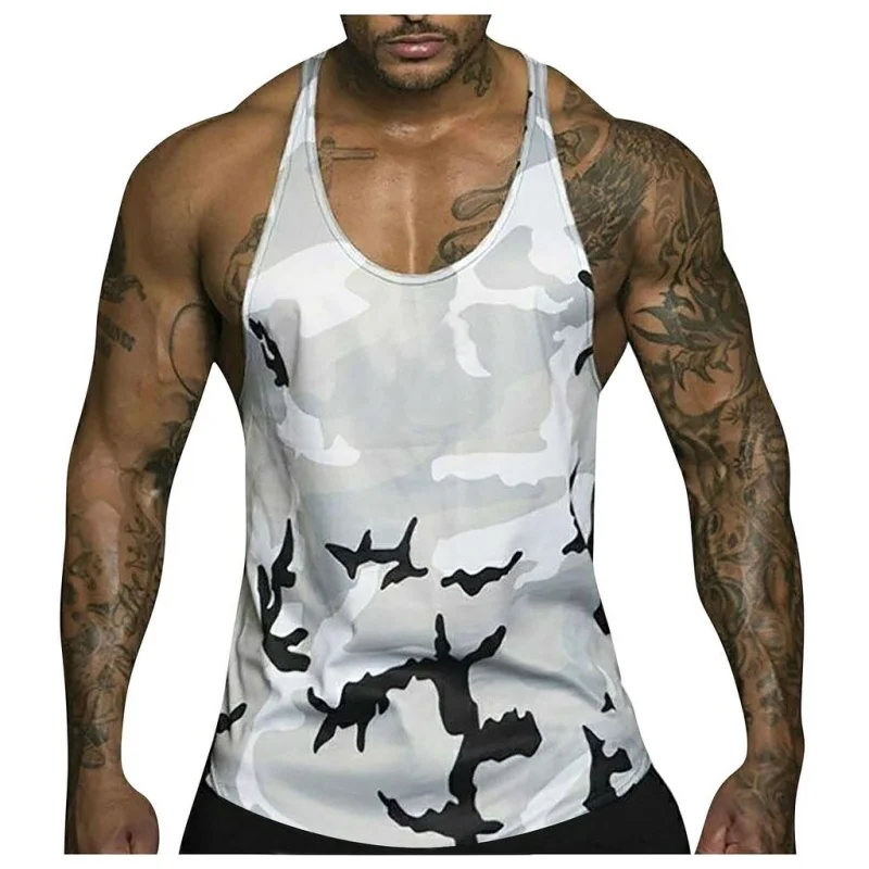 3D Printed Sports Camouflage Tank Tops For Men Fashion Colorful Pattern Tees Summer Loose Street Round Neck Vest Tops
