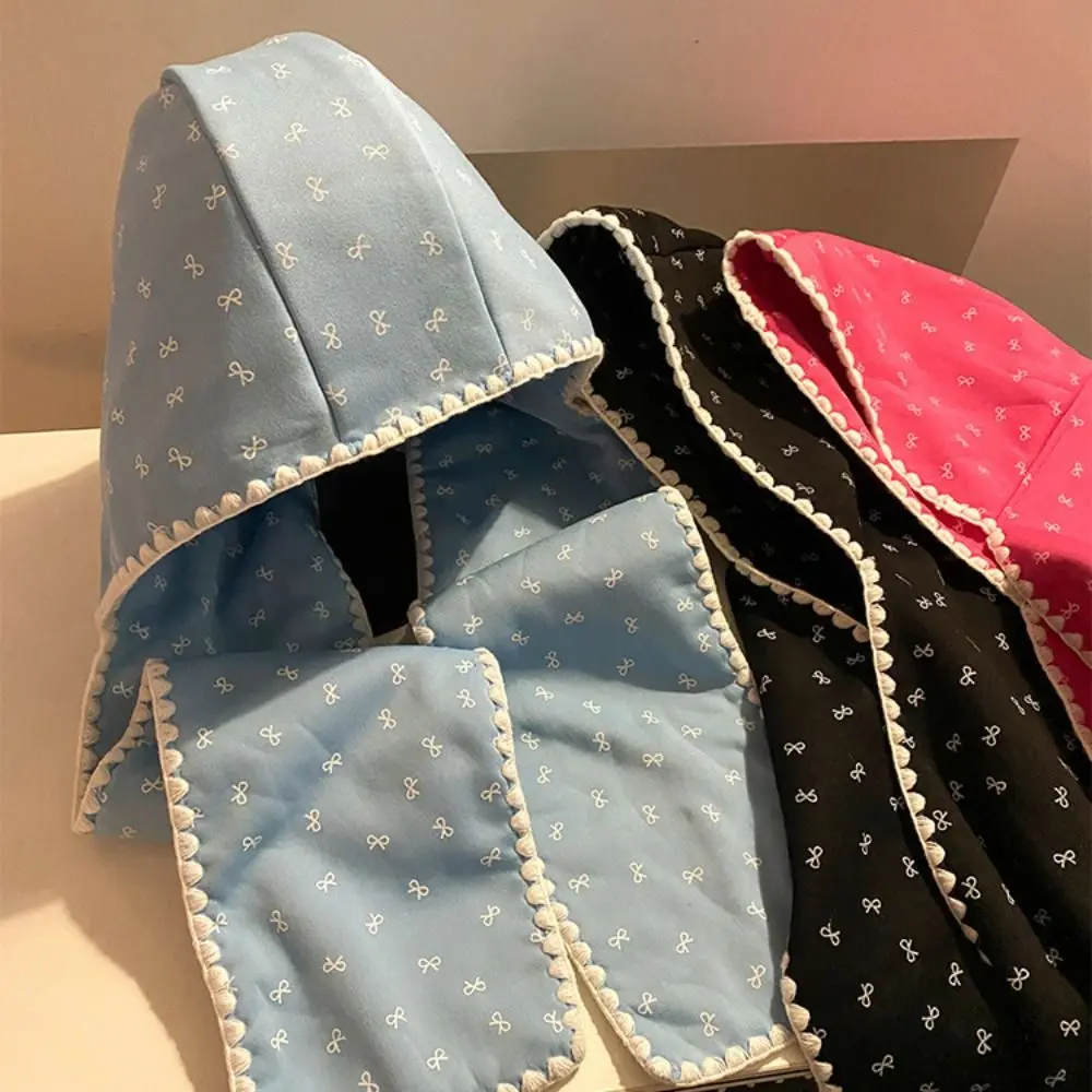 

Korea Bowknot Neck Collar Scarf Cap Windproof Y2k Accessories Knitted Hat Coldproof Warm Cap Winter