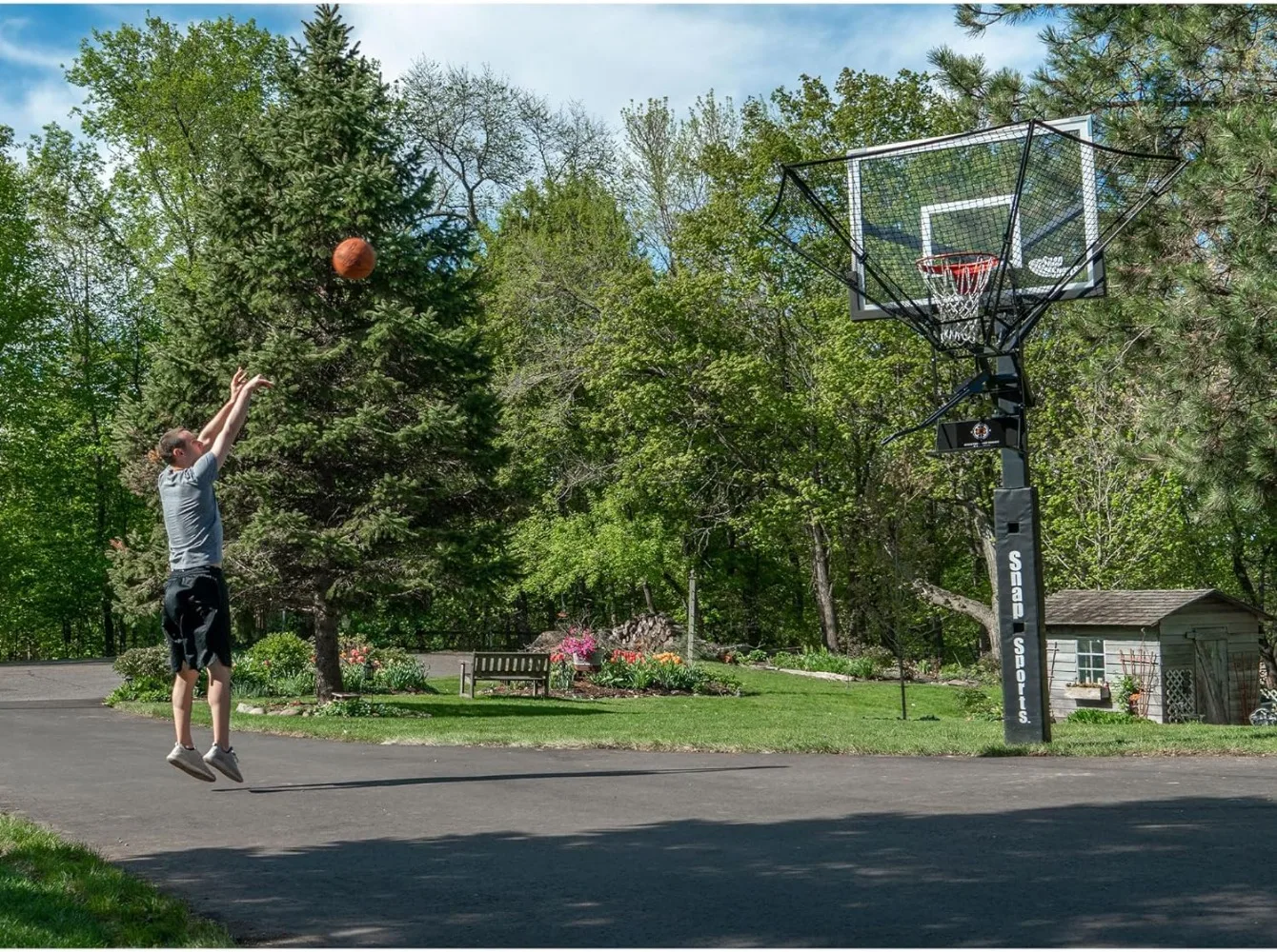 Portátil Rebounder Net Return System, Shot Trainer para Pólo Tradicional, Wall Mounted Hoops com Rampa Rotativa